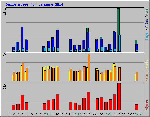 Daily usage for January 2016