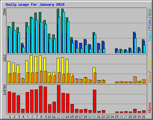 Daily usage for January 2019