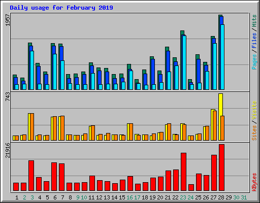 Daily usage for February 2019