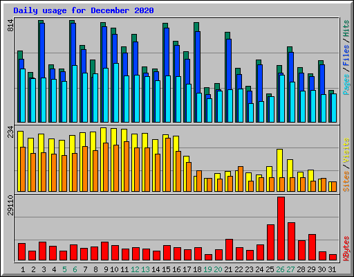 Daily usage for December 2020
