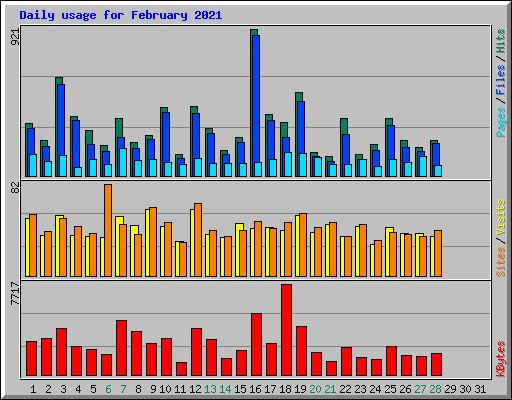 Daily usage for February 2021
