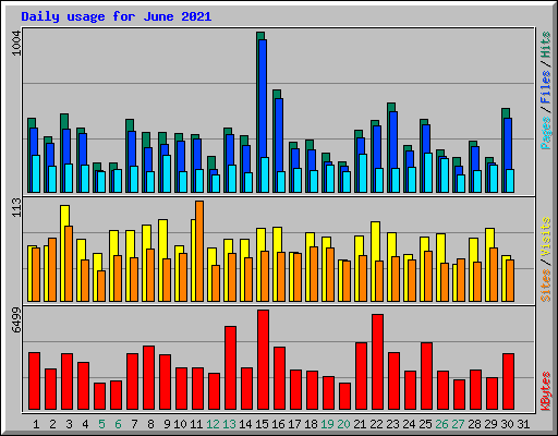 Daily usage for June 2021