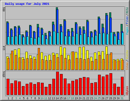 Daily usage for July 2021