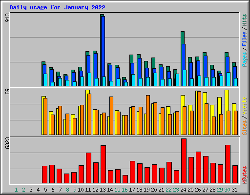 Daily usage for January 2022
