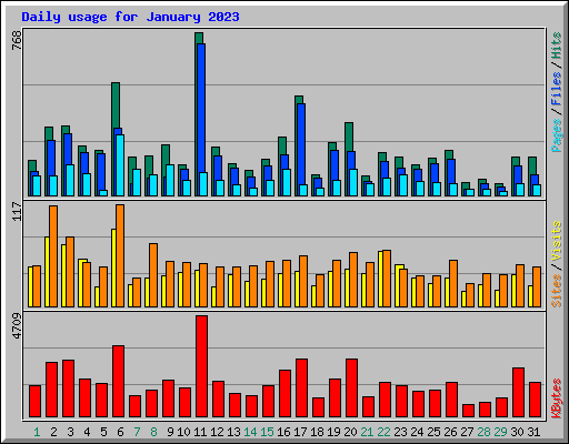 Daily usage for January 2023
