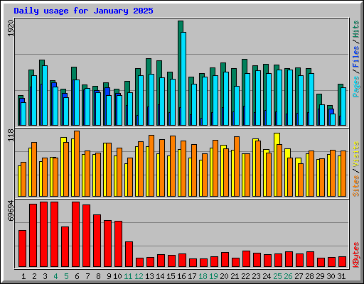 Daily usage for January 2025