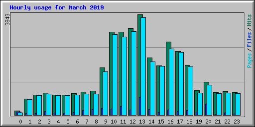 Hourly usage for March 2019