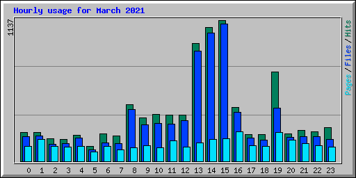 Hourly usage for March 2021